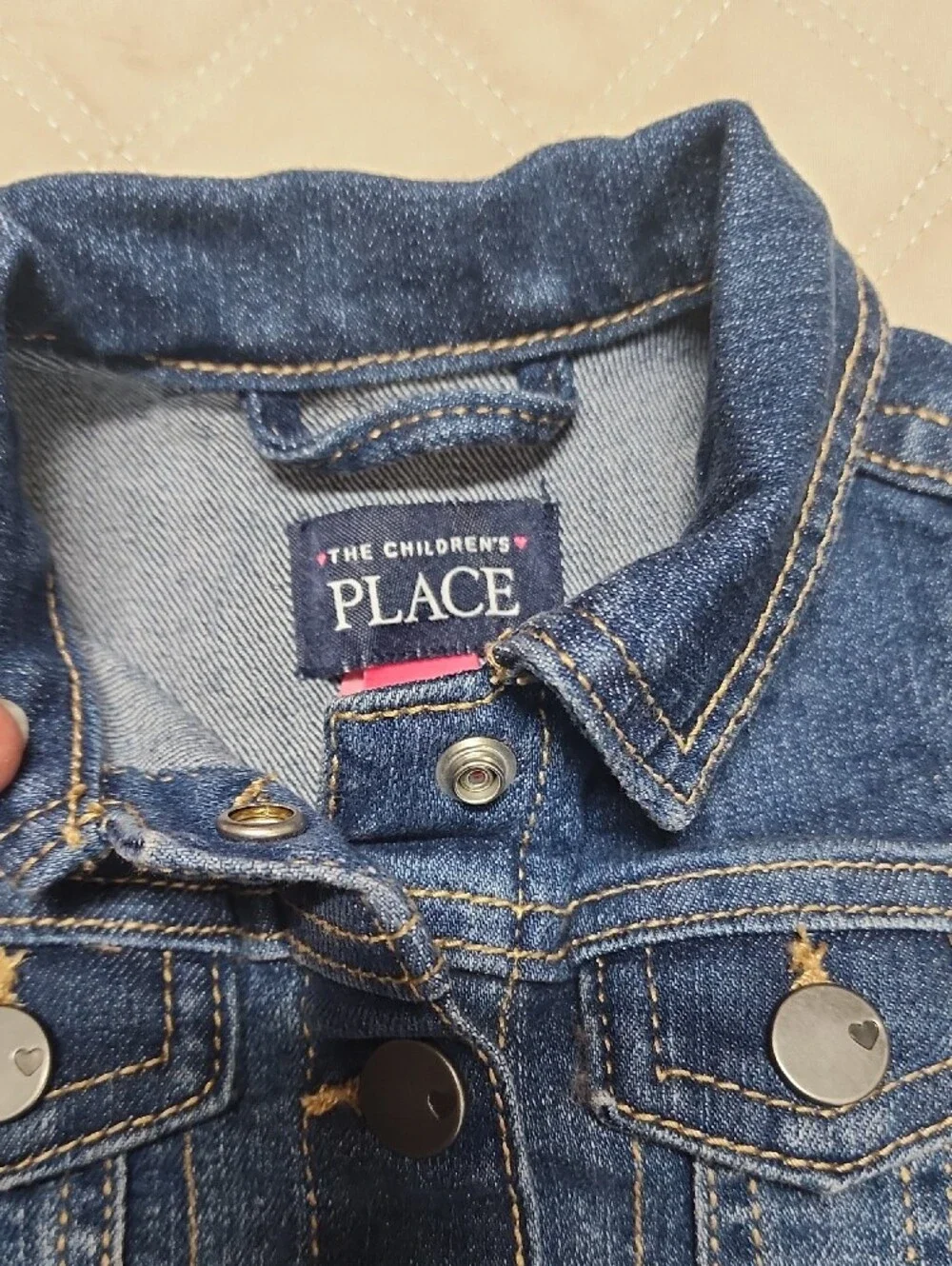 The Children's Place Dark Blue Denim Jacket with Metal Buttons 6-9 Months